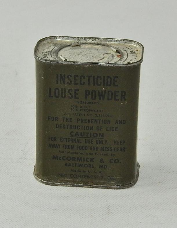 US ARMY INSECTICIDE & LOUSE POWDER. 2OZ NOS TIN