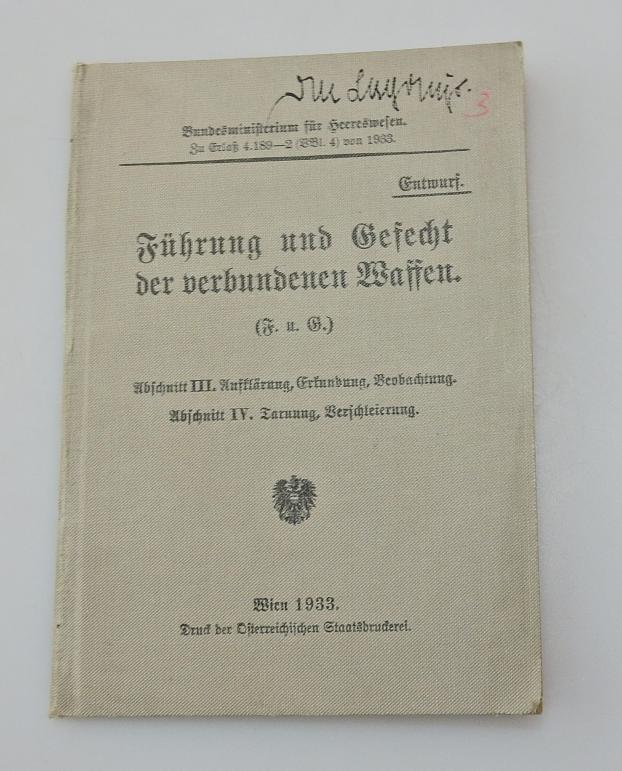 VORSCHRIFT FÜHRUNG UND GEFECHT DER VERBUNDENEN WAFFEN AUFKLÄRUNG 1933