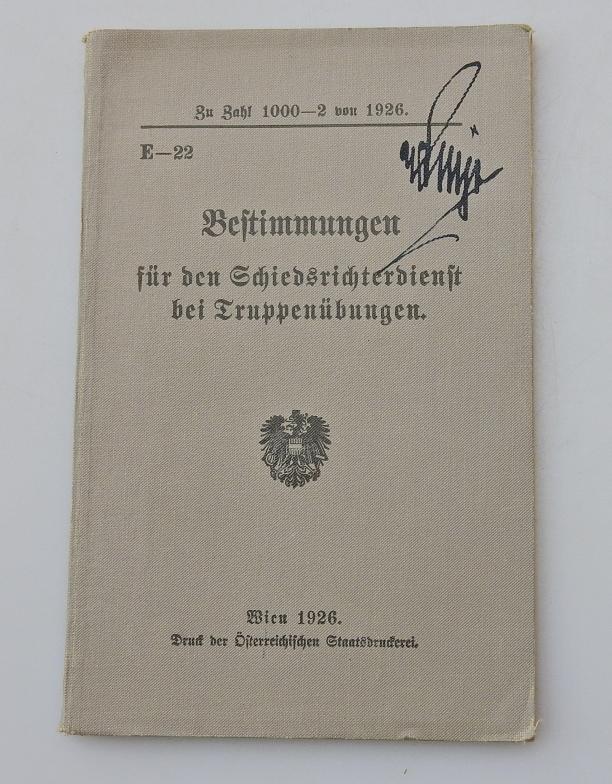 VORSCHRIFT BUNDESHEER BESTIMMUNGEN FÜR DEN SCHIEDSRICHTERDIENST BEI TRUPPENÜBUNGEN 1926