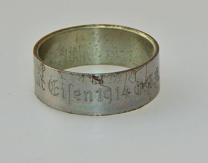 ÖSTERREICH 1WK KUK PATRIOTISCHER RING GOLD GAB ICH FÜR EISEN 1914