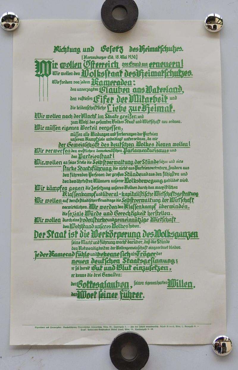 PLAKAT ÖSTERREICH HEIMATSCHUTZ KORNEUBURGER EID 1930